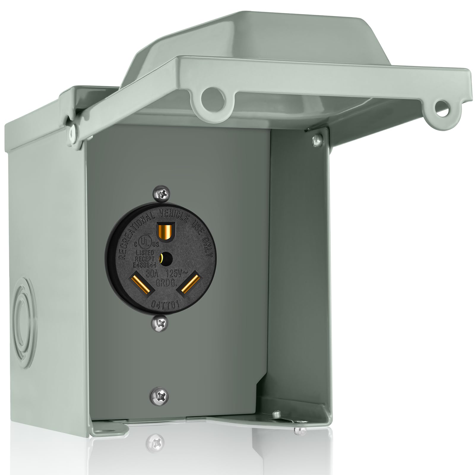 WELLUCK 30 Amp RV Power Outlet Box, 125 Volt Enclosed Lockable Nema TT-30R RV Outdoor Electrical Receptacle Panel, Weatherproof Plug