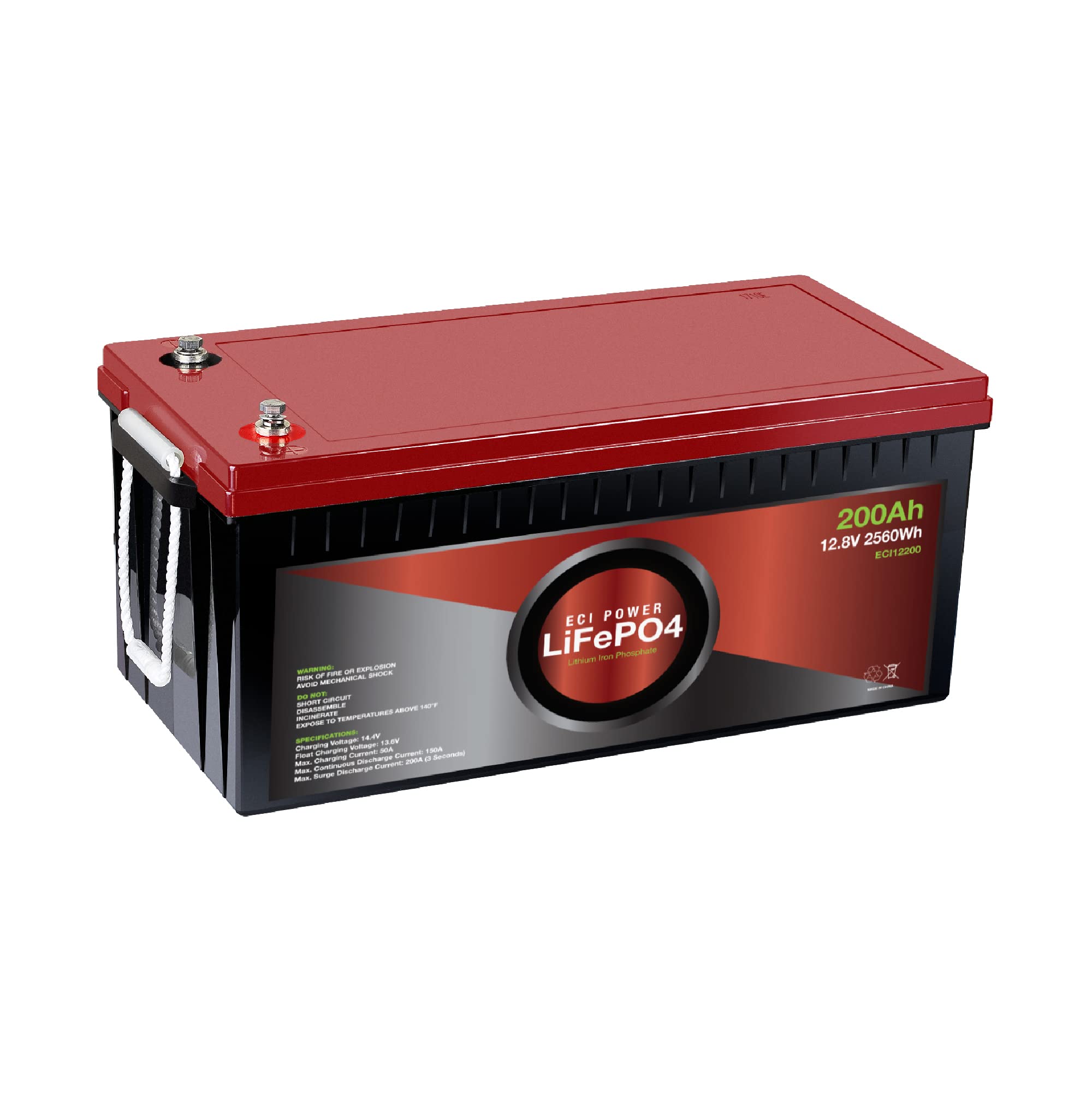 ECI Power 12V 200Ah Lithium LiFePO4 Deep Cycle Rechargeable Battery