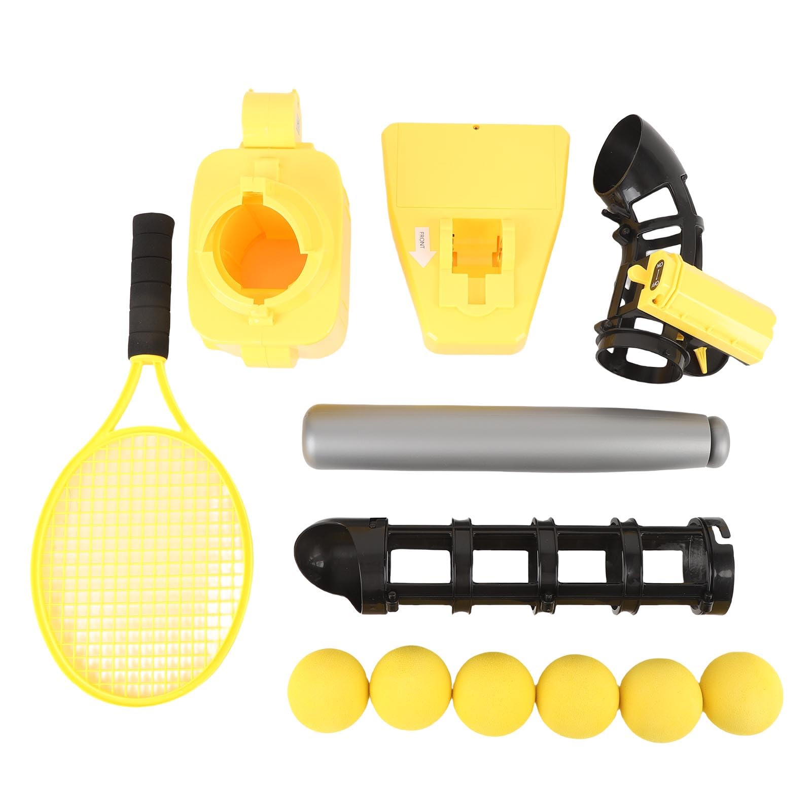 Auto-Baseball-Tennis-Pitcher, 2-in-1 Tragbares Pitching-Maschinen-Set für, Anfänger, Indoor-Outdoor-Sportspiel (Gelb)