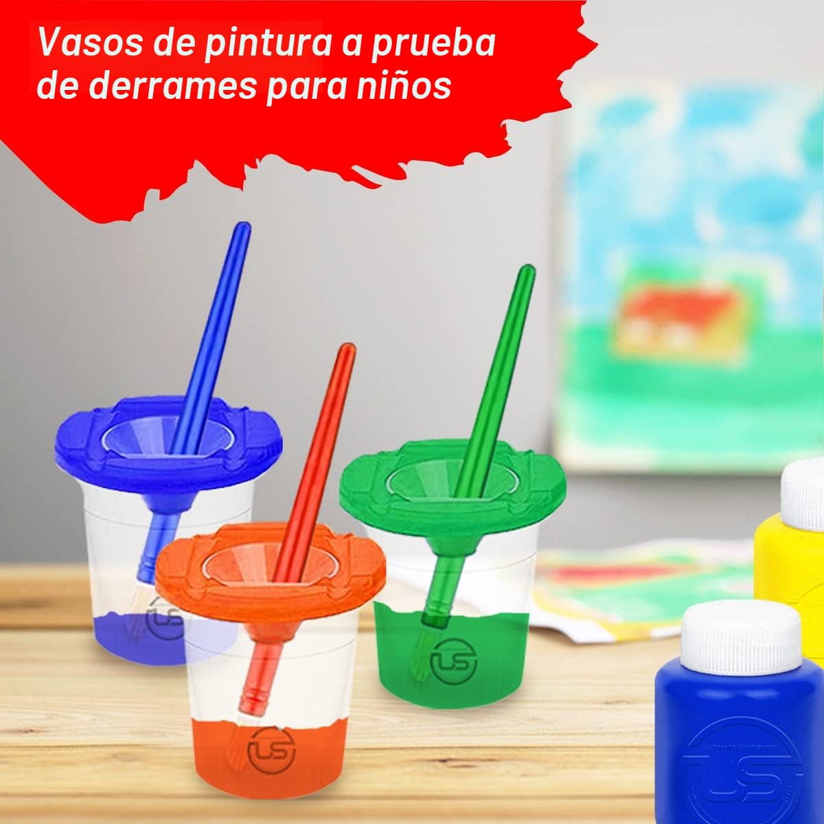 Tazas para pintura a prueba de derrames 4 Uds taza... - Grandado