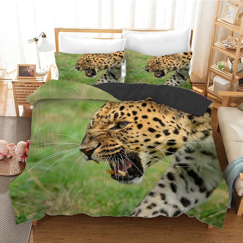 Parure de lit 90x190 enfant motif léopard pour transformer la chambre en jungle