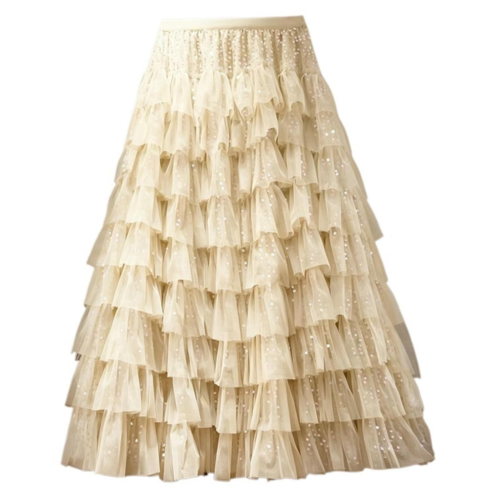 Gonna Torta con Paillettes Pesanti, Versatile e alla Moda da Donna