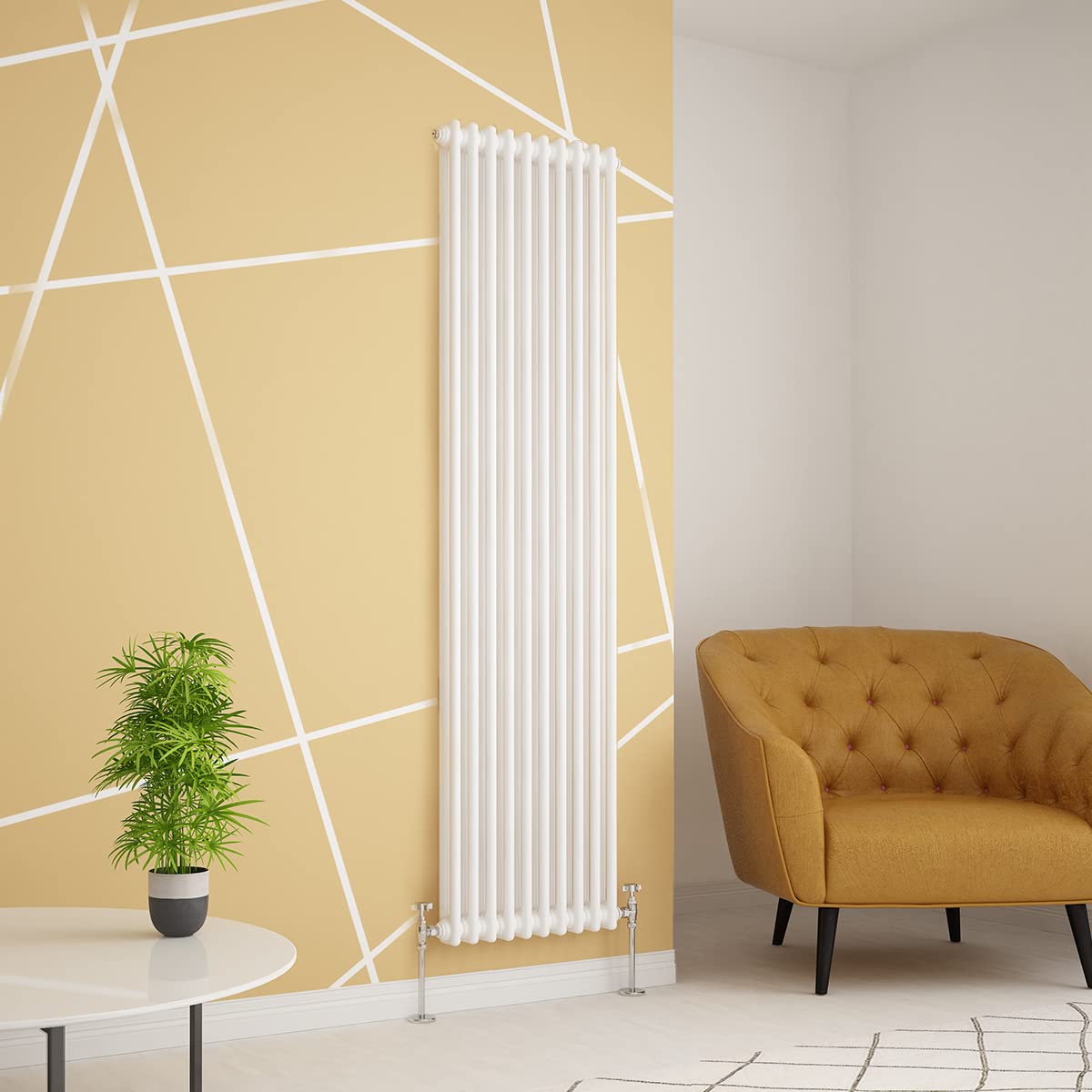 Warmehaus Traditional Radiator Double Column White Vertical Cast Iron Style Central Heating Tall Radiator -1800 x 470mm