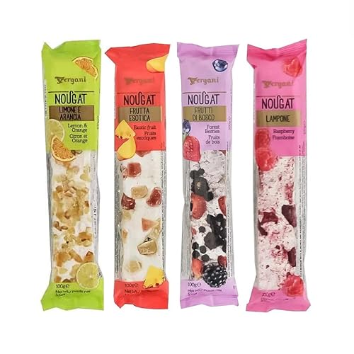 4 barras suaves de turrón de mezcla de frutas Delicius Candy, snack nutritivo Peso neto 3.5 onzas (3.53 oz) cada una Tita Italian
