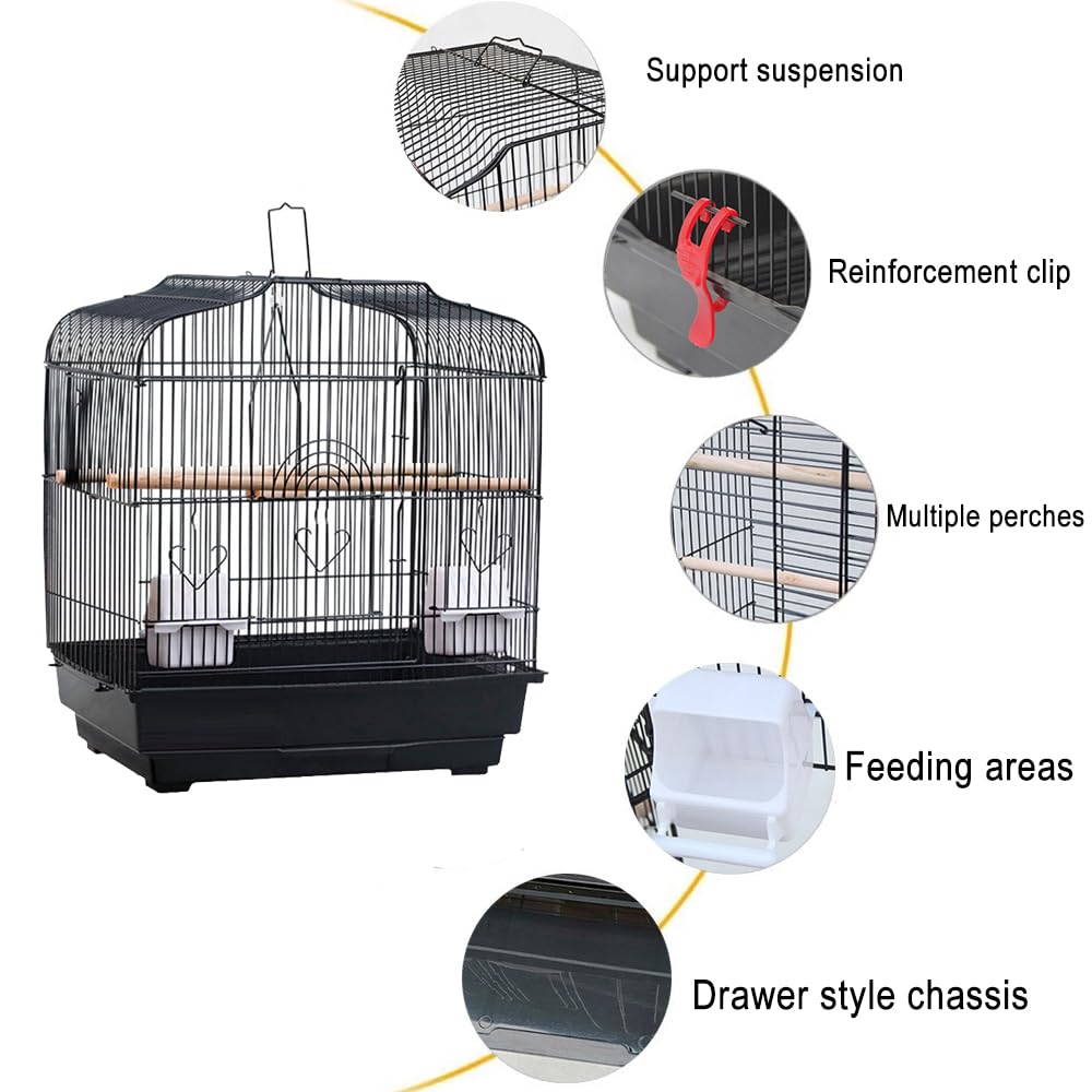 Reise VogelkäFig für Kleine Papageien, KanarienvöGel, Nymphensittiche, Unzertrennliche, Finken, Wellensittiche, Conures, Tragbarer FlugvogelkäFig Mit Griff Und Sitzstangen 46 × 36 × 52cm