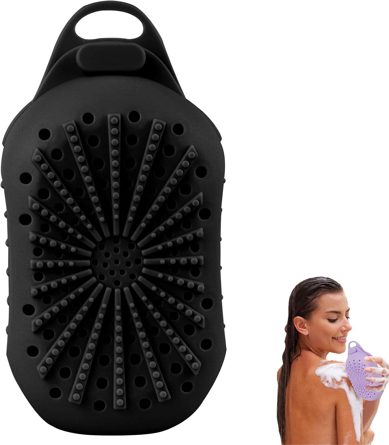 Silicone Soap Saver Bag, Quick-Drying & Mold-Free Design, Different Roughness on Both Sides, Exfoliating Loofah Pouch, Long-Lasting & Reusable for Bathroom Storage (Black)
