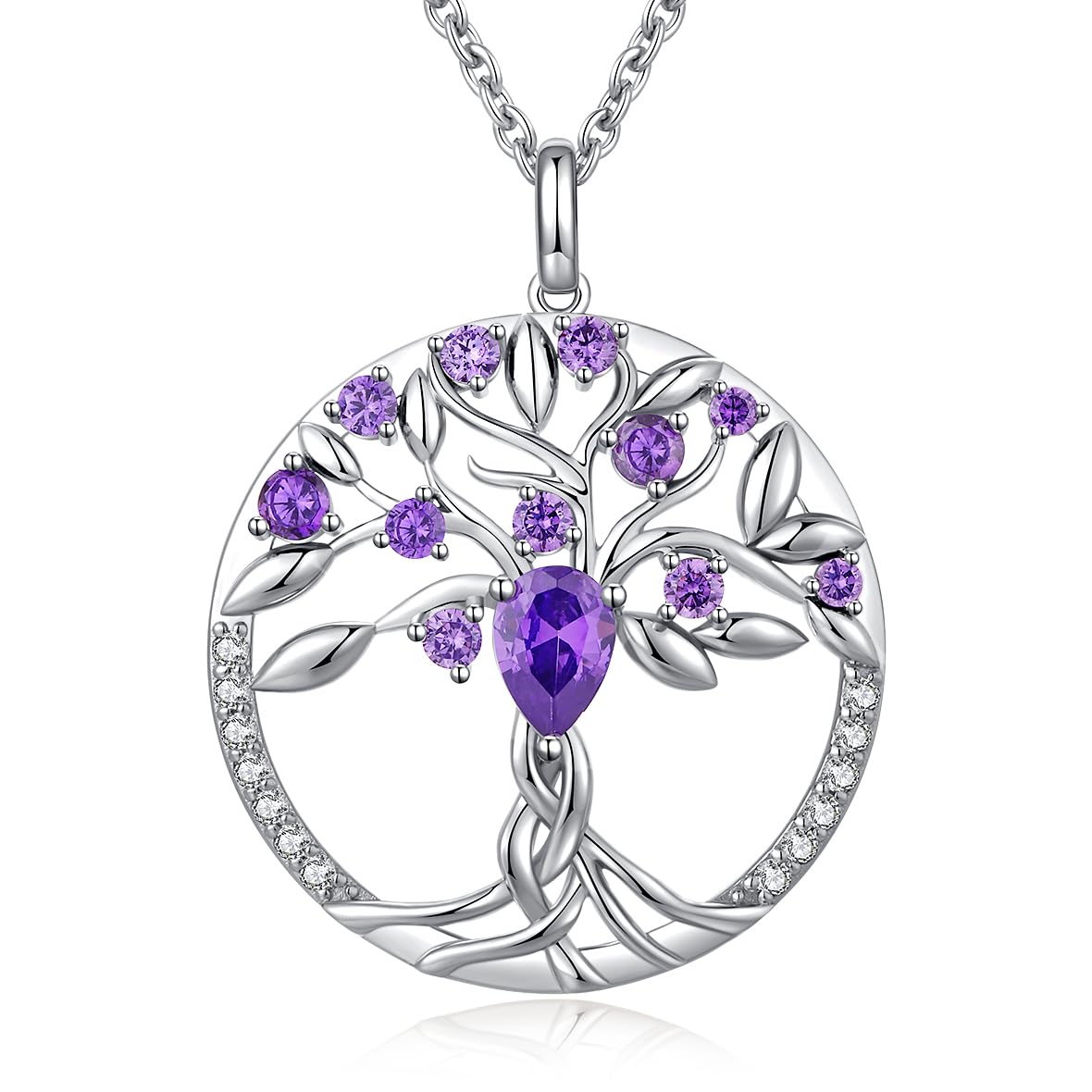 jiamiaoi Kette Damen Baum des Lebens Anhänger Damen Baum des Lebens Kette Silberne mit Rhinestein Baum des Lebens Halskett Silberkette mit Baum des Lebens 50cm Kette