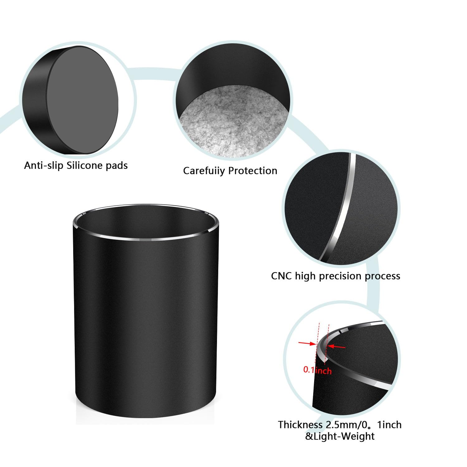 Pen holder, aluminum alloy waterproof pen holder, desktop simple and modern minimalist, multifunctional office supplies for families, kids and schools