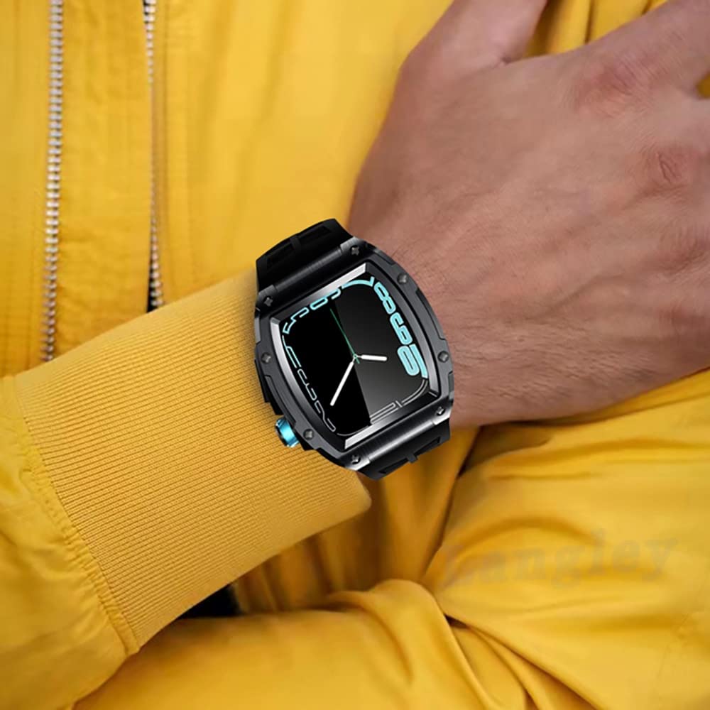 Silikonowy pasek metalowa obudowa zestaw do modyfikacji dla Apple 45 mm 44 mm pasek do smartwatcha ze stali nierdzewnej do iWatch serii 8 7 6 Se Correa