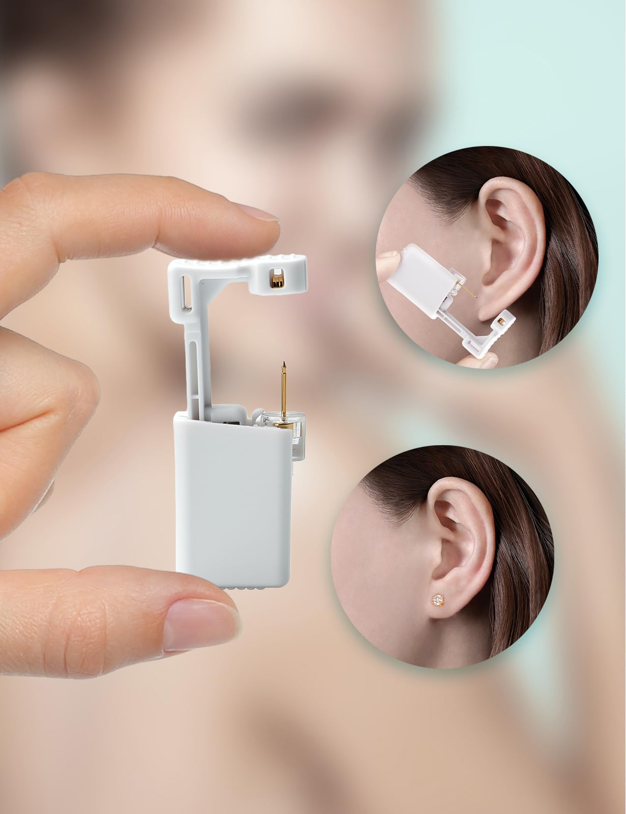 Yiorxu 8pcs Ear Piercing Gun Kit,Pain-Free Disposable Sterile Self Piercing Kit Set with 8 Medical Grade Studs Earrings Silver/Gold & Wipes for Teens,Women Men Girls Boys & Home Use — view 5