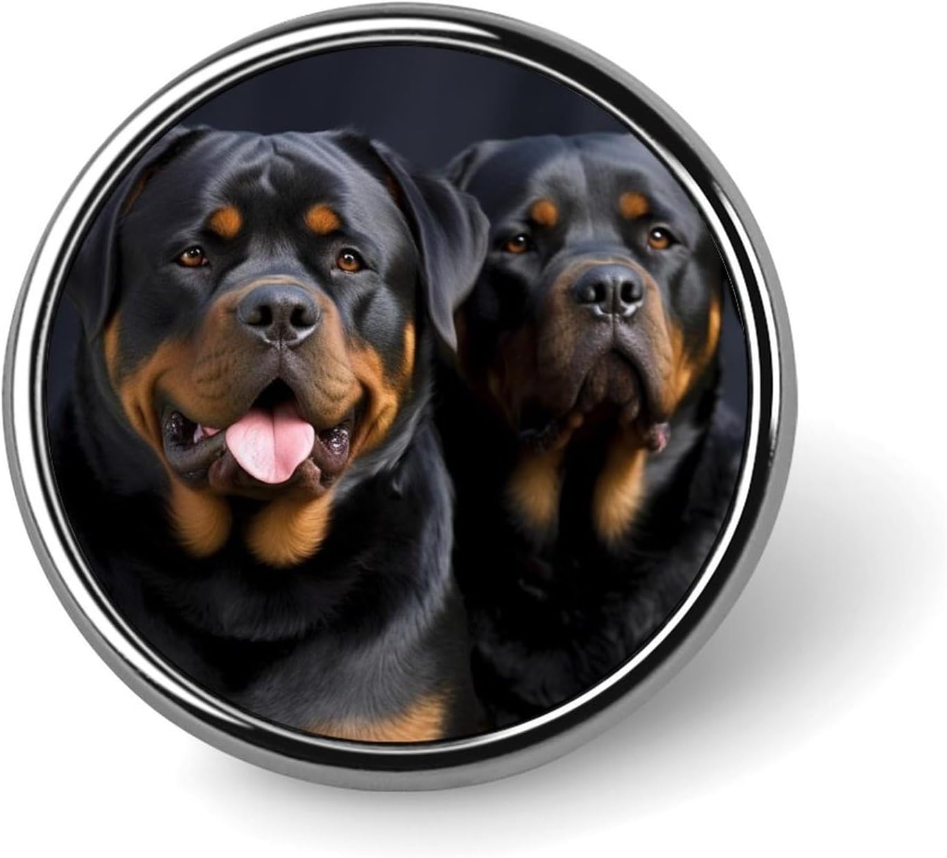 Round Metal Lapel Pin, Aluminum Alloy, Rottweiler Wallpaper