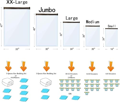 Miniatura 10 de GONGSHI - Bolsas de almacenamiento al vacío, bolsas de compresión selladoras ahorradoras de espacio con bomba de mano de viaje