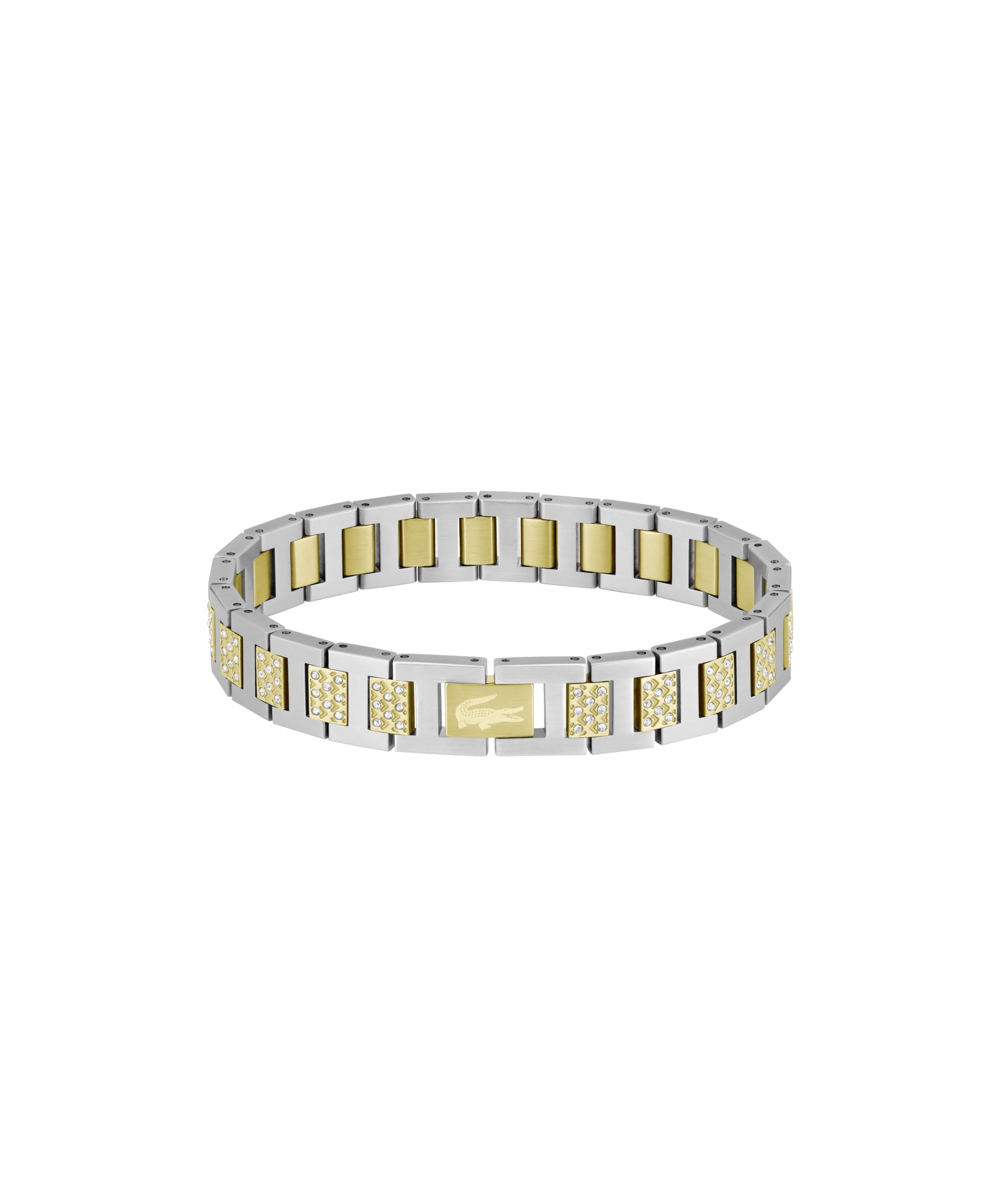 Lacoste Men's Metropole Two Tone Gold IP and Stainless Steel Crystal Bracelet, Multi, Men