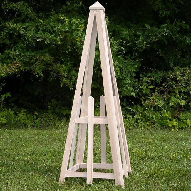 whitewashed cedar pyramid trellis