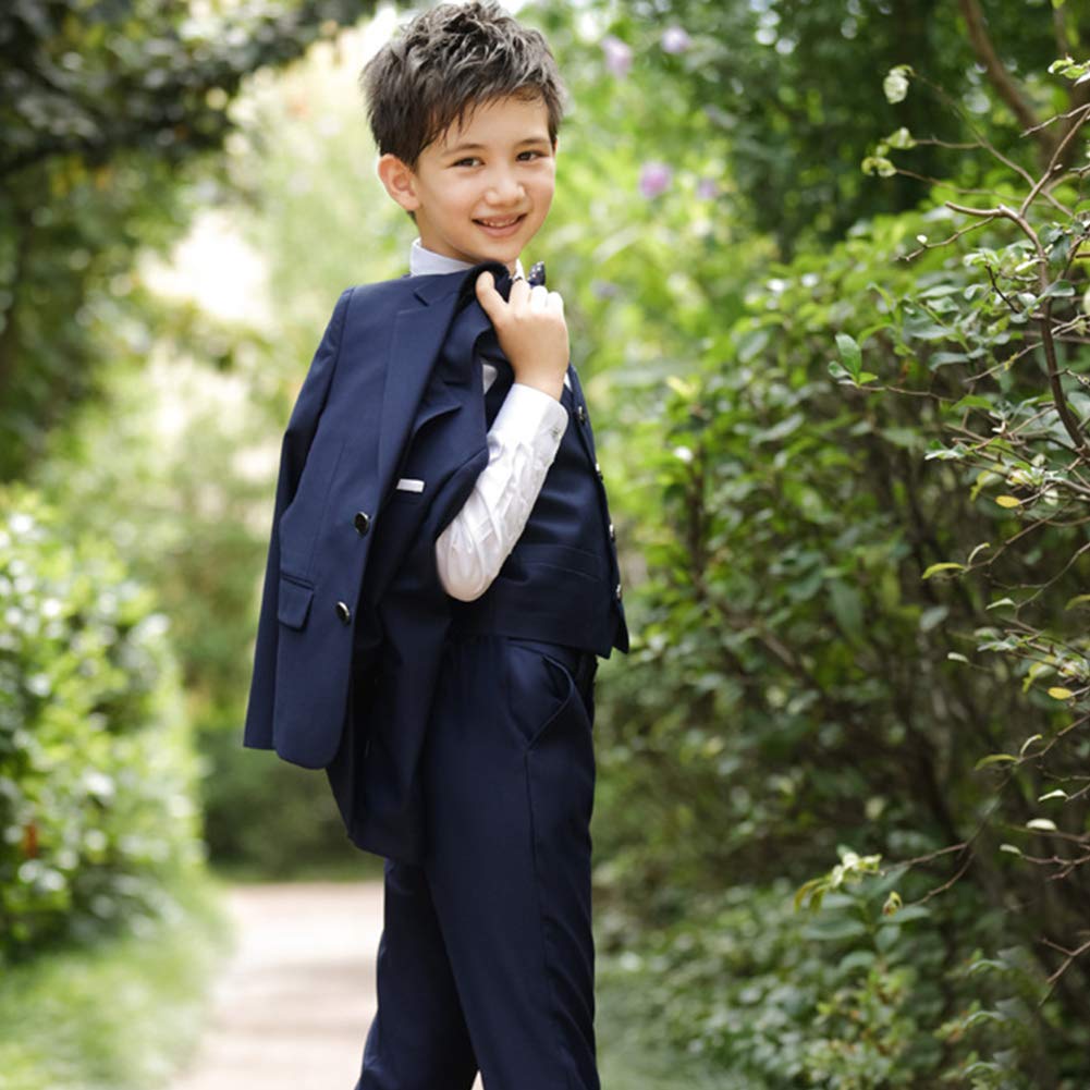 Tuta per bambini e ragazzi, set di vestiti per la scuola, giacca da smoking con giacca da uomo + camicia bianca + pantaloni + papillon, 4 pezzi, per matrimoni, feste, compleanni, feste di compleanno
