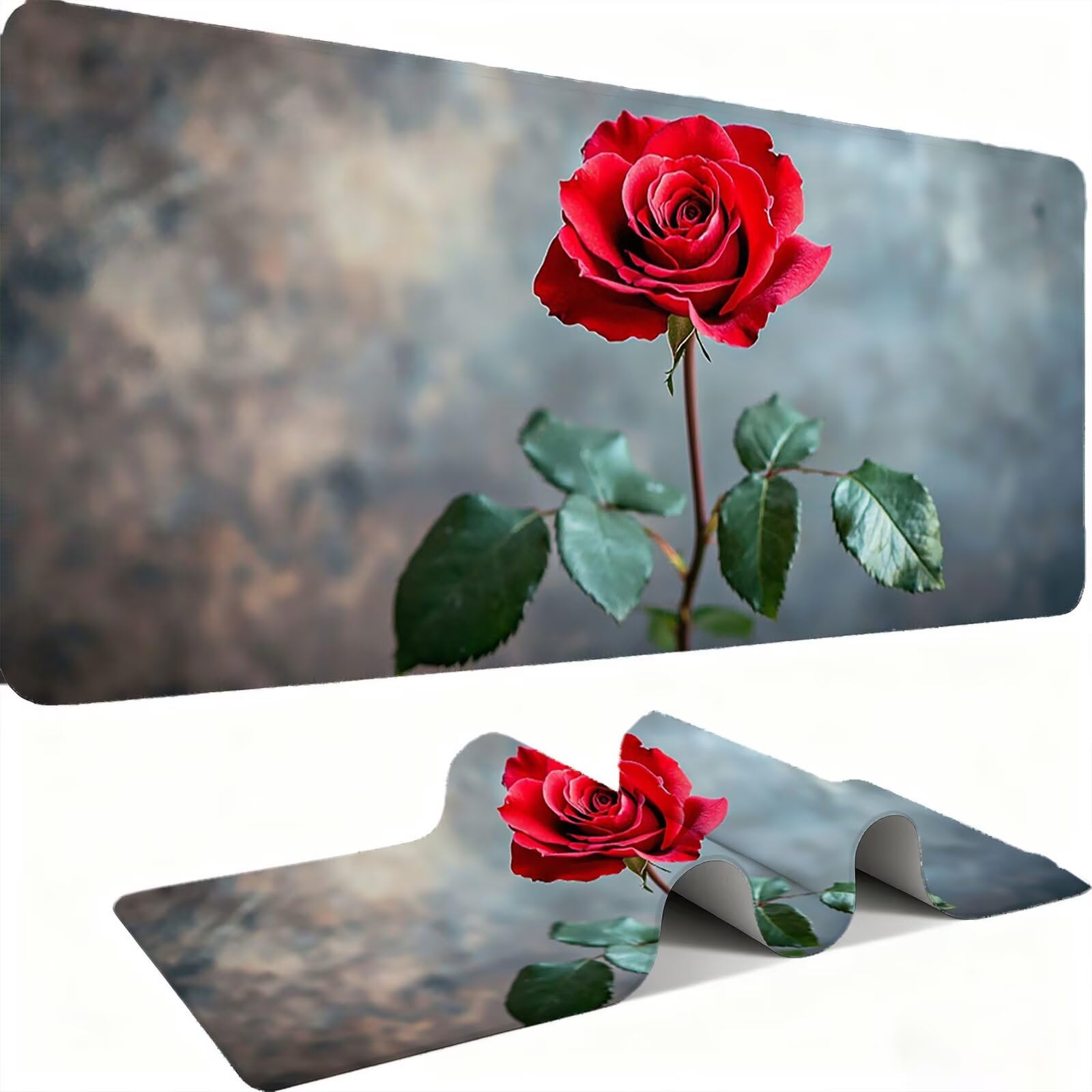 Podkładka pod mysz 1200 x 600 mm Podkładka pod mysz dla graczy, biurkowa mysz ultra cienka antypoślizgowa gumowa podstawa zmywalna lepsza prędkość ulepszona precyzja PC, komputer, praca - rośliny z