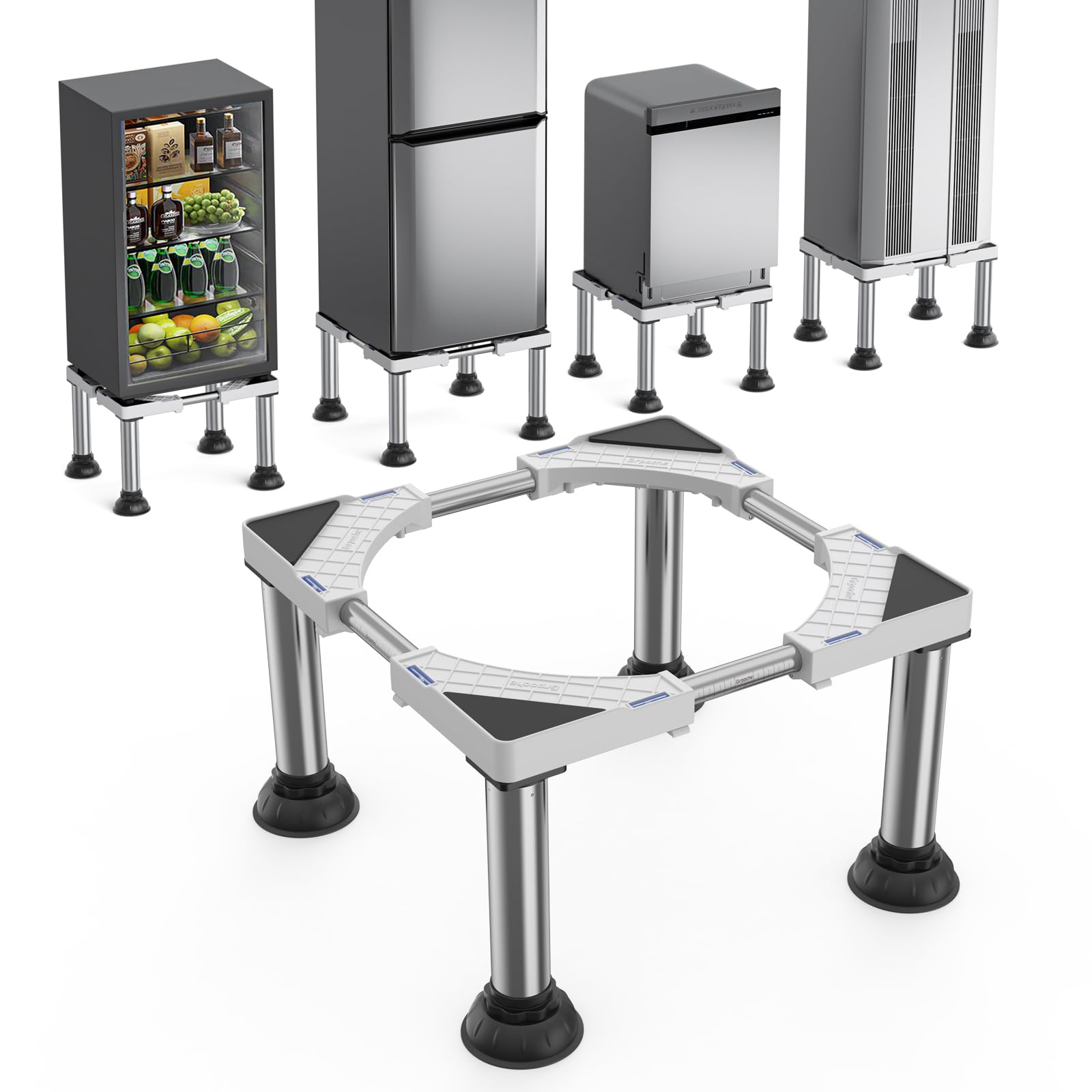 Photo 1 of **MISSING AN ASSEMBLY PIECE*** Mini Fridge Stand Height 11.8"-13" Adjustable Refrigerator Washing Machine Stand Base with 4 Strong Feet Heavy Duty Portable Washer Dryer Stand Laundry Pedestal Universal Platform Load 660LB-White