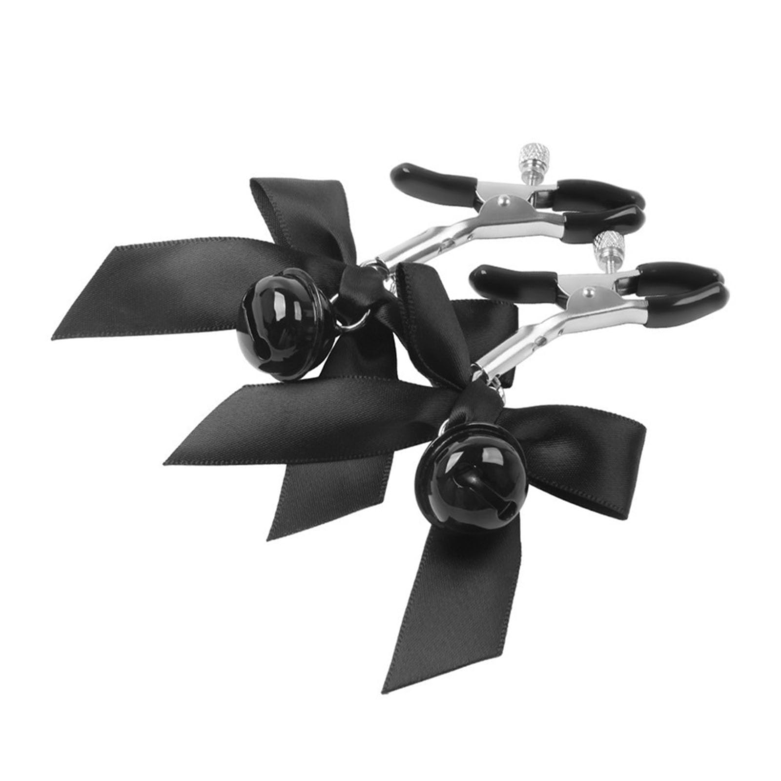 Pinze per Capezzoli Regolabili in Acciaio Inossidabile con Campanellini – Clip Decorativi a Forma di Fiocco, Accessori di Stimolazione con Pressione Regolabile per Donne e Coppie