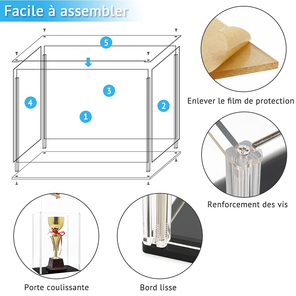 Vitrine Acrylique (28,5 x 18,5 x 40 cm) Boîte pour Collection Figurine 30cm 1/6