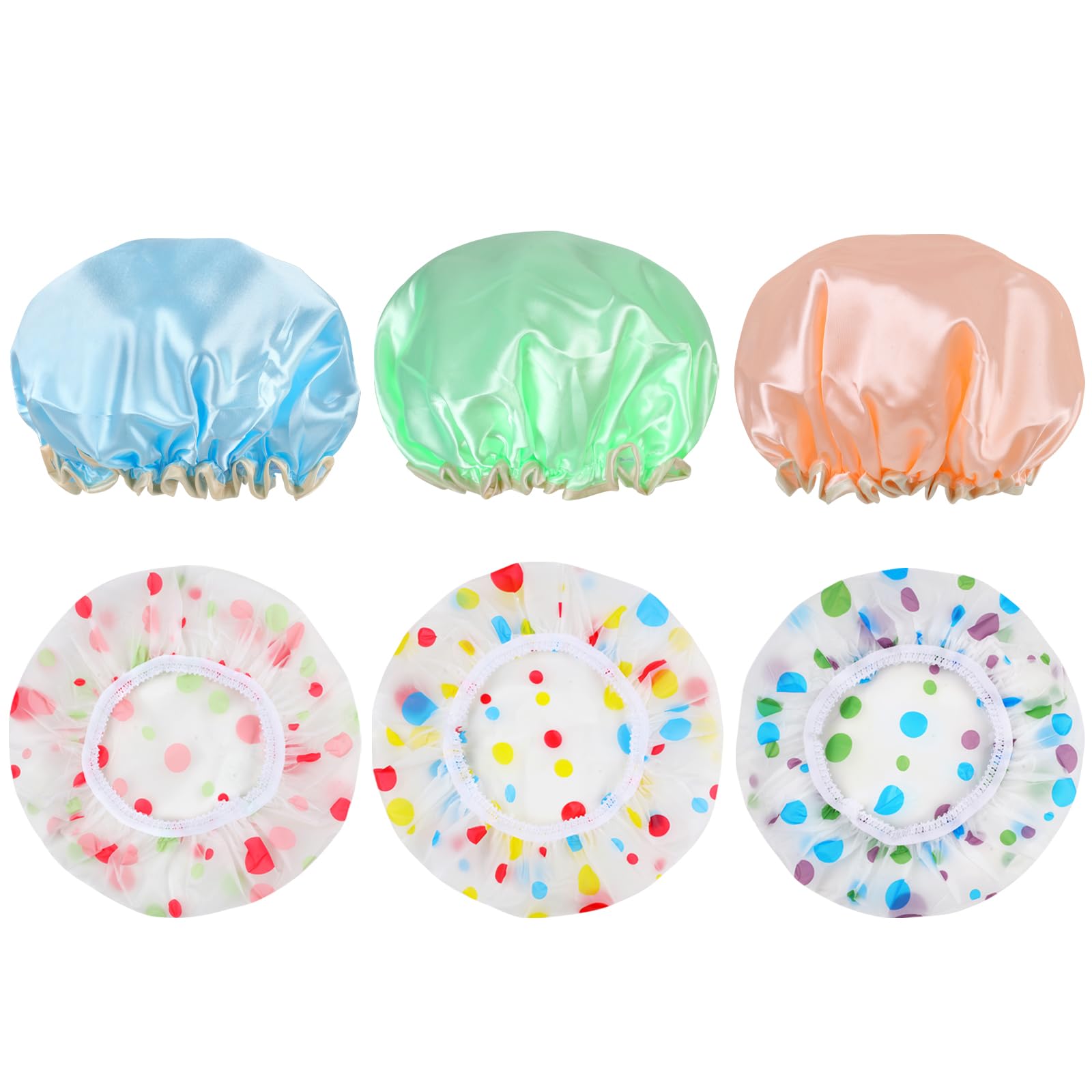 6 Pattern Reusable Shower Caps - Waterproof Hair Protection For Women & Men With Fun Floral Designs