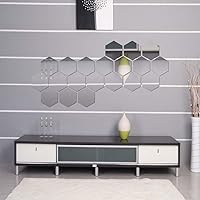 Vista 4 de BetterJonny - 24 calcomanías de pared de espejo hexagonal, autoadhesivas, para bricolaje, espejo, espejos acrílicos, para decoración del hogar, sala