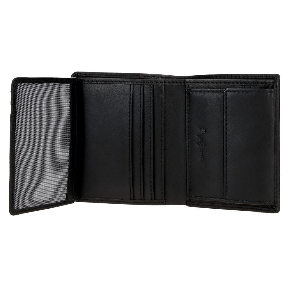 Pepe Jeans Luton Cartera Vertical Negro 8,5x10,5x1 cms Piel by Joumma Bags