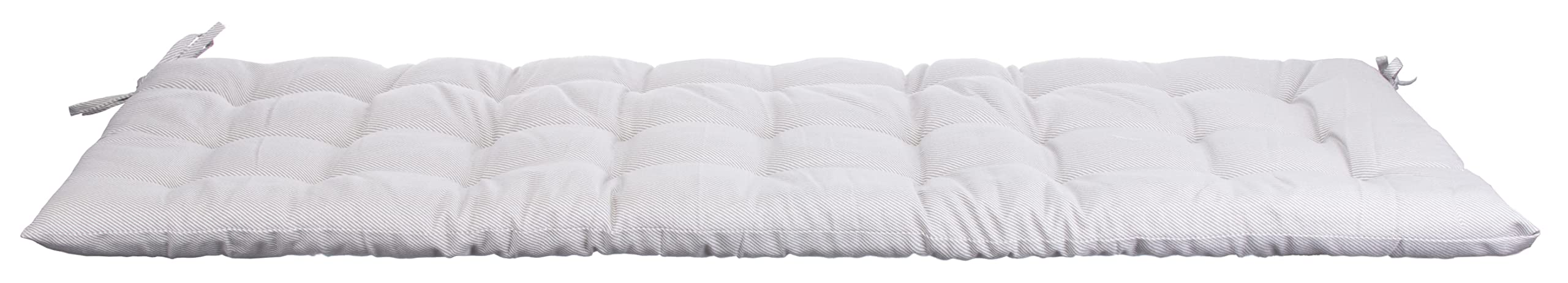 Brandsseller Cuscino per panca da esterno, 120 x 40 x 4 x 4 cm, a righe, bianco/grigio chiaro