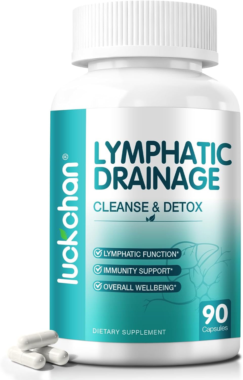 Lymphatic Drainage Supplements, 45 Day Supply, Immune & Lymph System Support, Echinacea, Dandelion, Burdock, Bromelain, Calendula, 90 Capsules