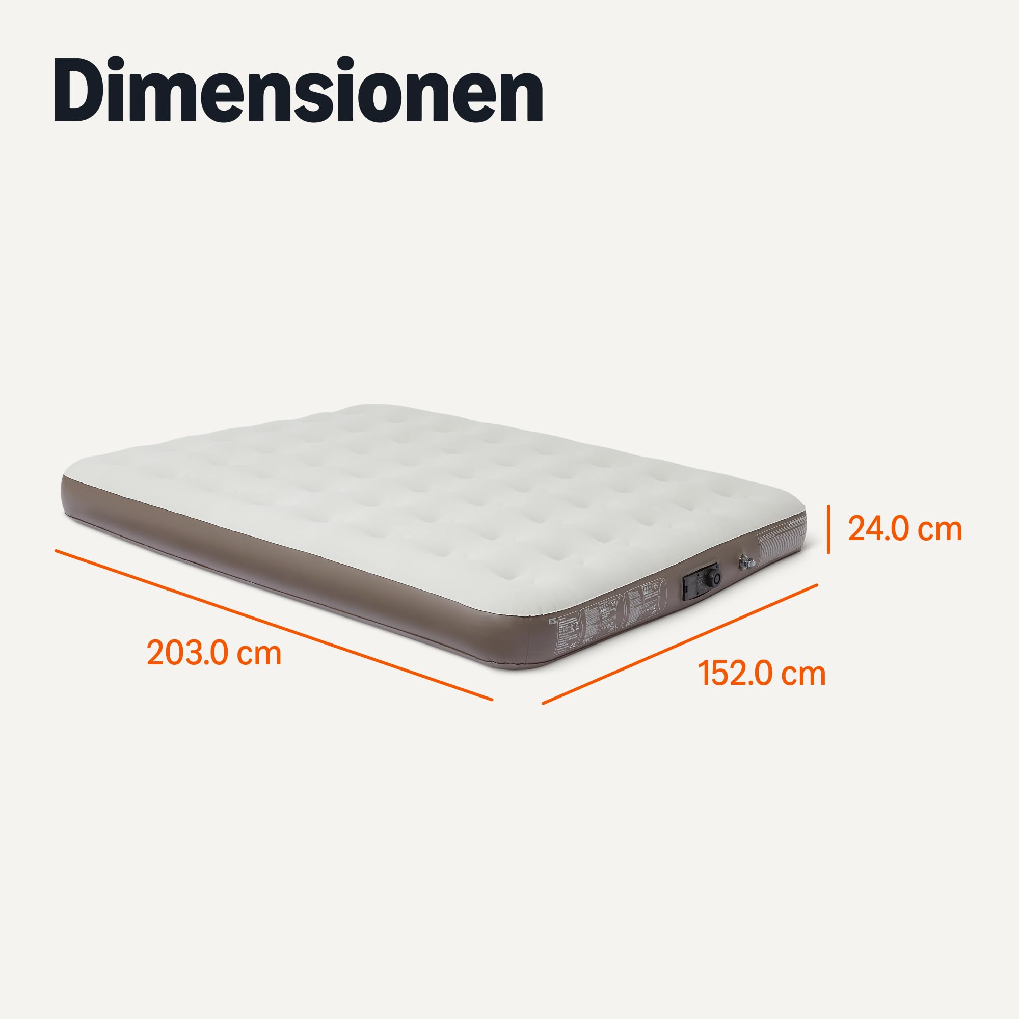 Amazon Basics Elektrische Luftmatratze Queen Size 203 cm L × 152 cm W × 24 cm H mit Eingebauter Pumpe und Tragetasche