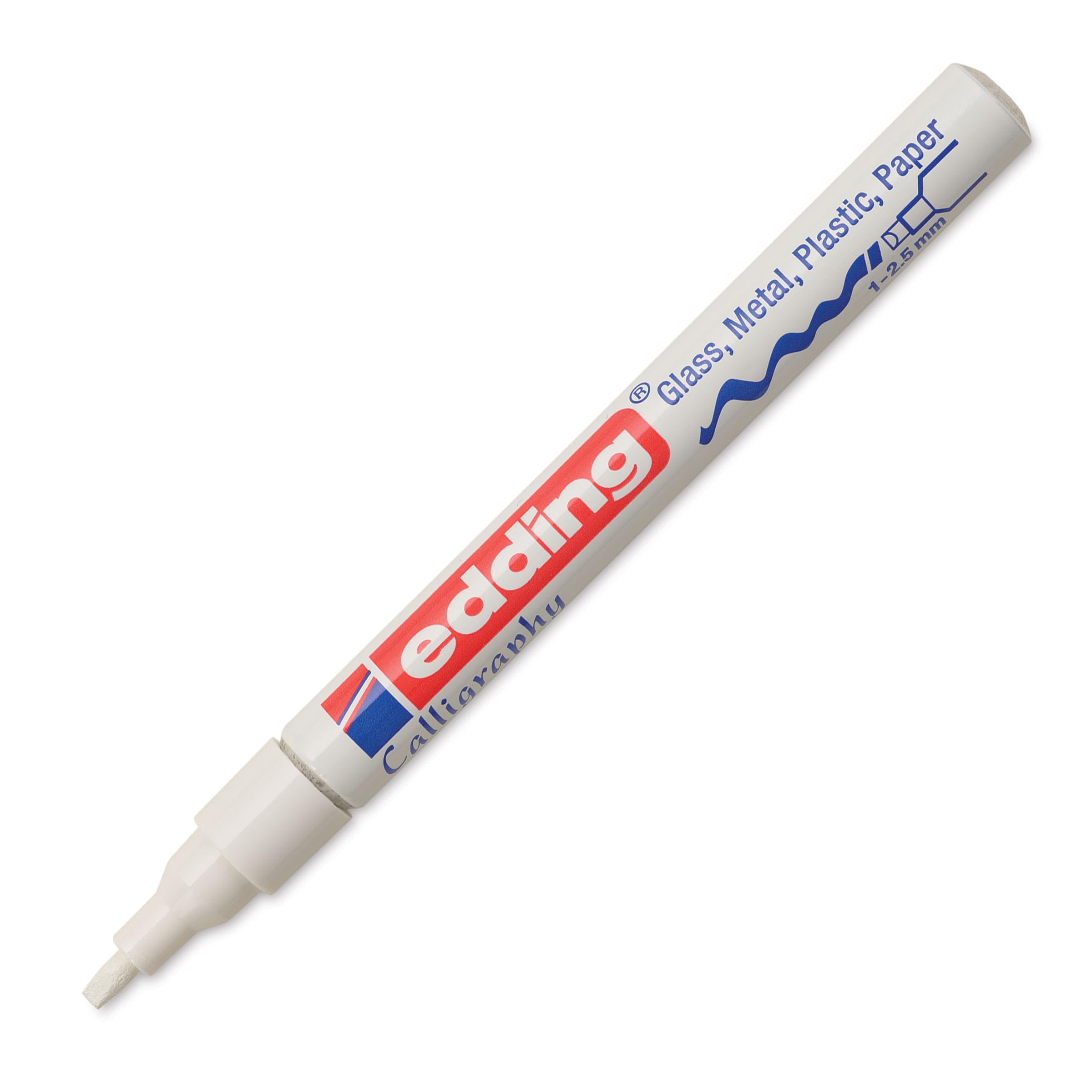 edding 753 gloss paint marker calligraphy - white - 1 paint marker - calligraphy nib 1-2.5 mm - for glass, stone, plastic, paper - waterproof, highly opaque - bullet journals, hand lettering