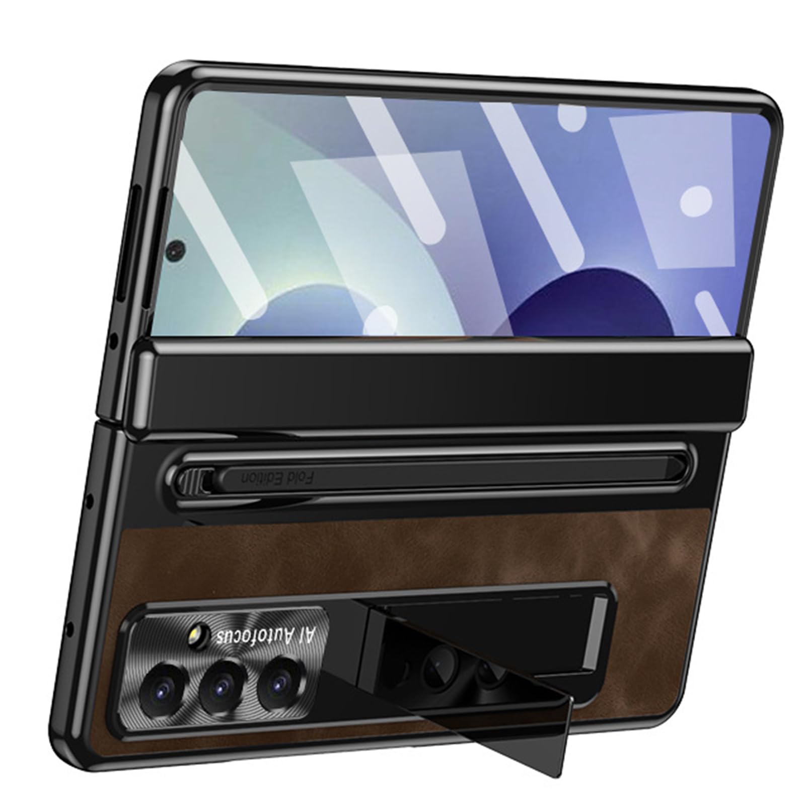 Custodia Vintage Per Samsung Galaxy Z Fold 8 Ultra, Stand, Penna | Pelle vintage con stand regolabile e portapenna. Antishock, totale, protezione lente(Brass)