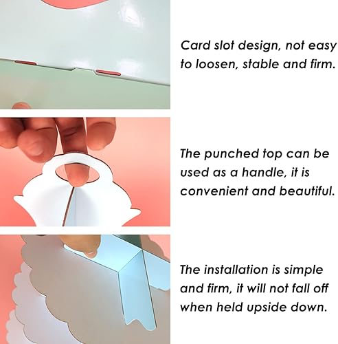 Miniatura 5 de Paquete de 2 soportes de cartón para tartas, 3 niveles de papel para postres redondos para cupcakes, soporte de repostería desechable