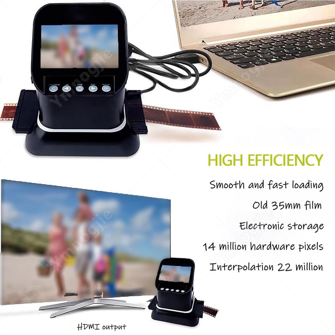 Convertitore Tutto In Uno Da Pellicola A Formato Digitale, Scanner Compatto Per Diapositive E Negativi Senza Bisogno Di Computer O Software, Per Digitalizzare