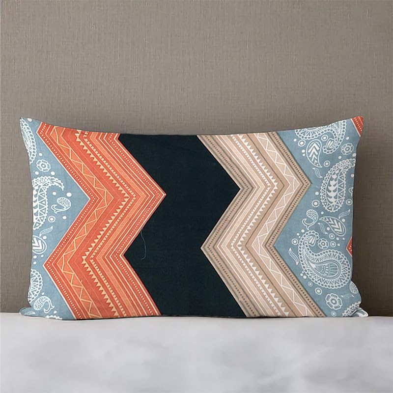 Image of la'amour Cotton Elastic Fitted Bedsheets with 2 King Size Pillow Covers Double Bed with All Around Elastic Supersoft Size - 72 King Sizex78+10 inches Color - Orange Black