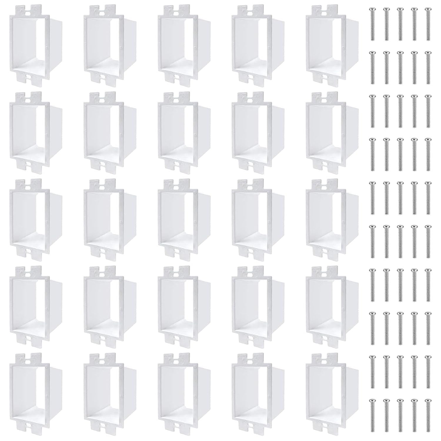 25Pcs BE1-2 Electrical Outlet Box Extenders, 1-Gang Outlet Box Extender Single Gang Box Extender Electric Box Extender with 50PCS Screws