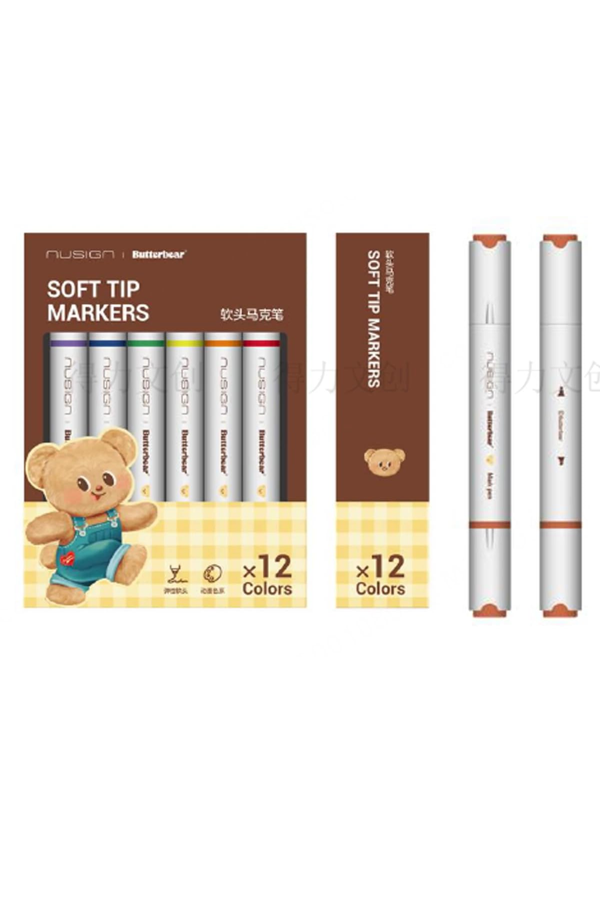 Miniso Lisanslı Butterbear Serisi 12 Renk Yumuşak Uçlu Marker Seti 15.5 Cm, 2020714010100