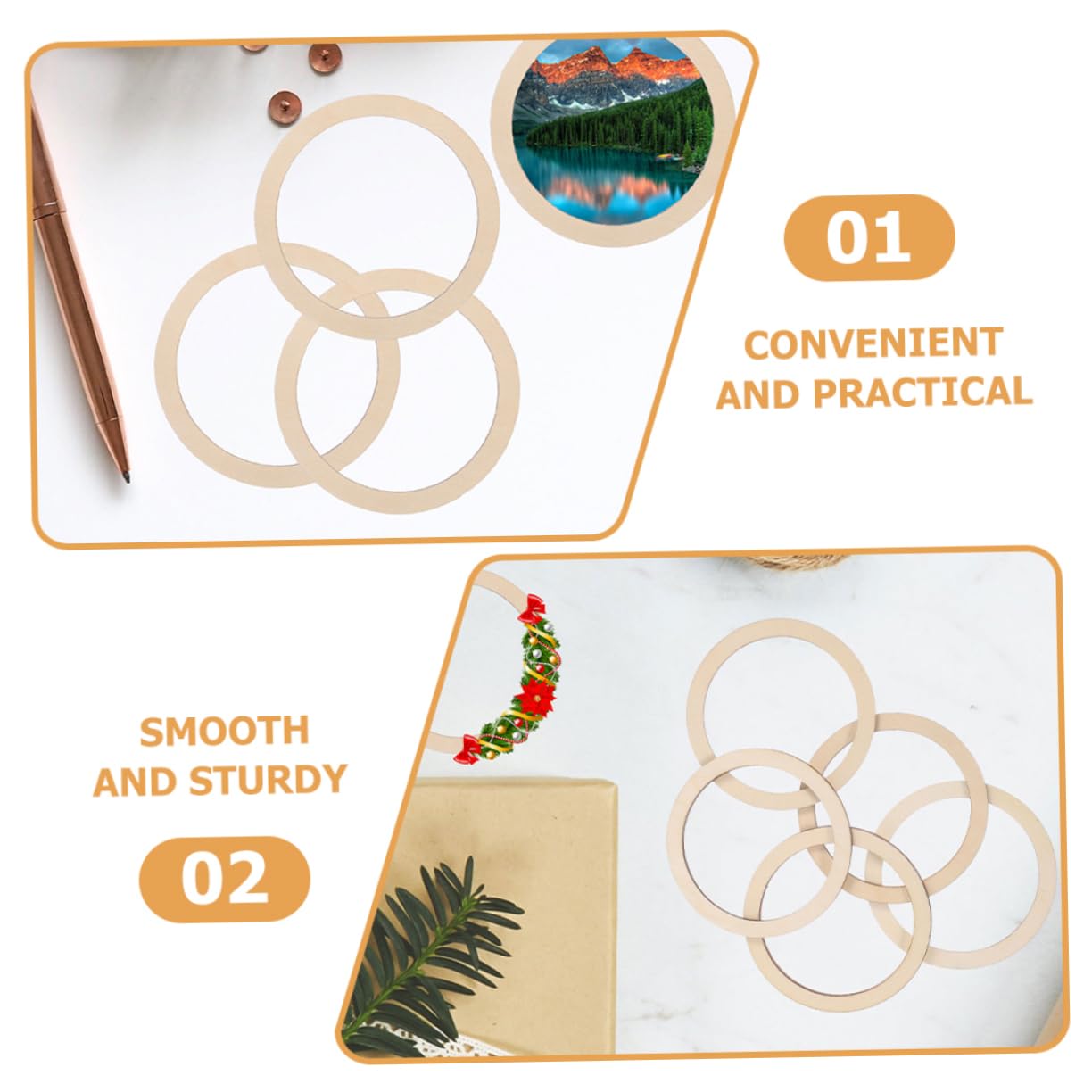 STOBOK 5 Juegos De Aros De De Madera Para Manualidades Estéticas Para Decoración De Pared De Macramé 100 Piezas X 5