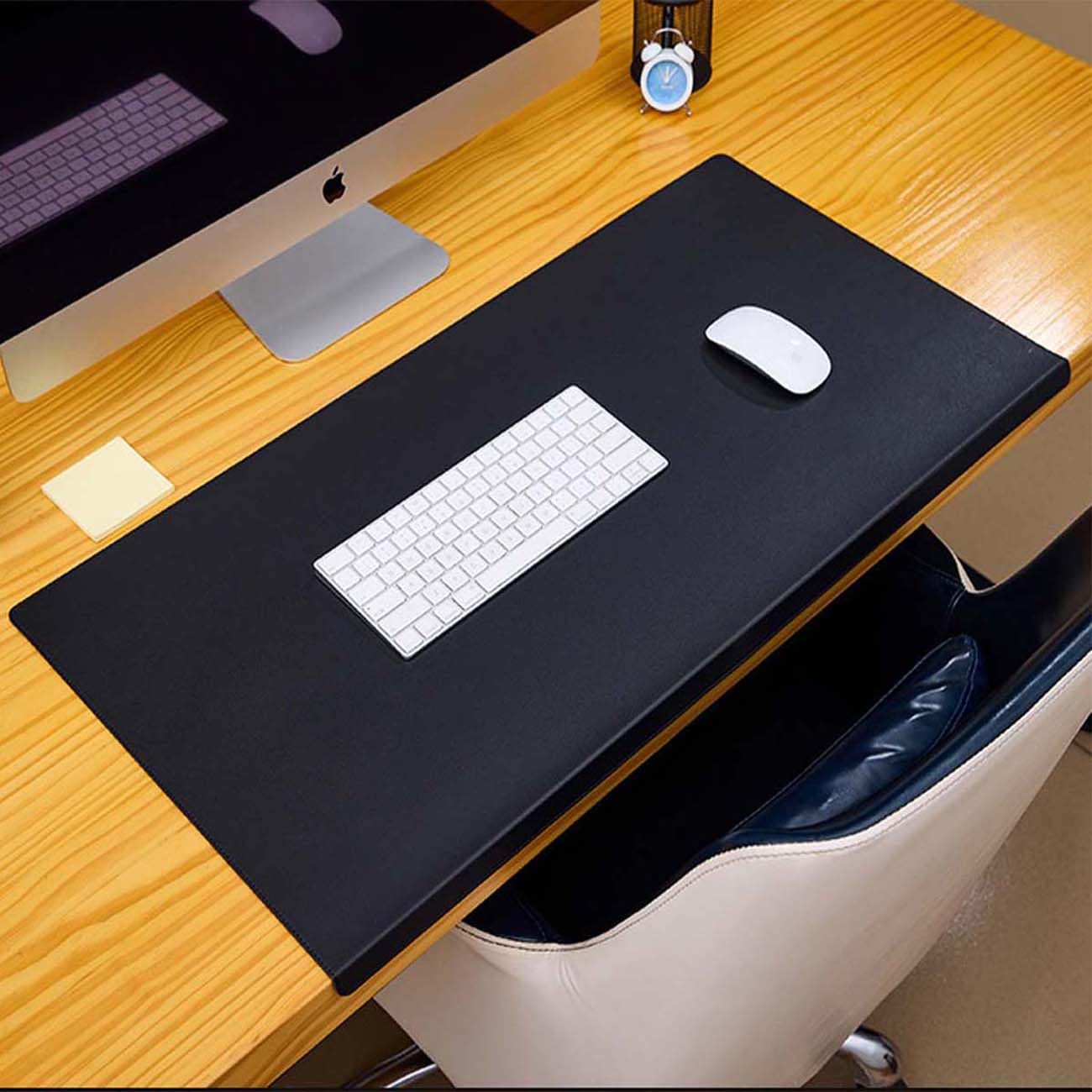 Grand sous-Main de Bureau en Cuir synthétique avec Protection des Bords,imperméable,pour Ordinateur Portable,Bureau,Maison,sous-Main (40 x 80 cm,Noir)