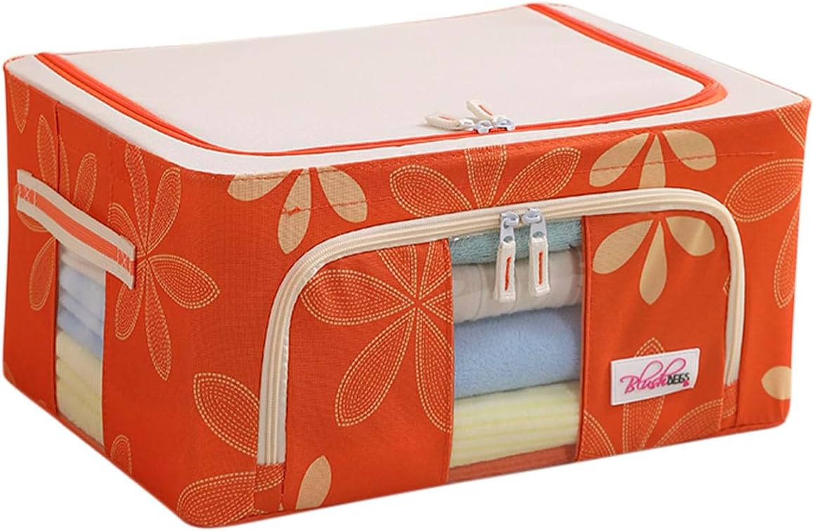 BlushBees Living Box - Storage Boxes for Clothes, Shirts, Saree Cover - 24 Litre, Pack of 1, Orange (Oxford fabric)
