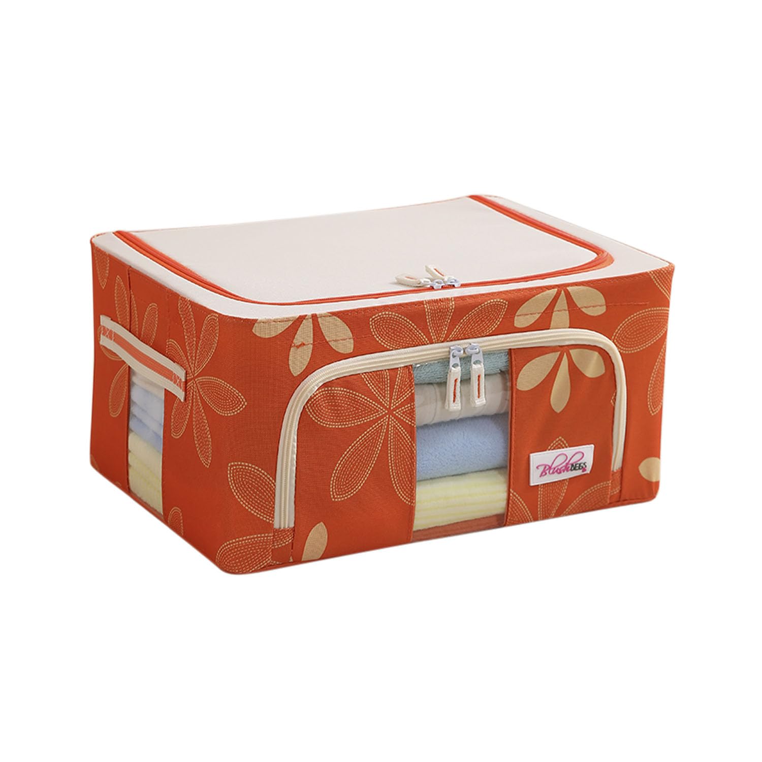 BlushBees Living Box - Storage Boxes for Clothes, Shirts, Saree Cover - 24 Litre, Pack of 1, Orange (Oxford fabric)