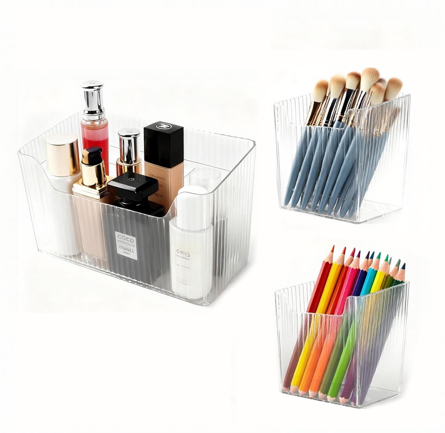 beeurptnr 3 Pack Cabinet Door Organizer Adhesive Mounted Shower Basket Clear Makeup Storage Wall Hanging Bin for Bathroom