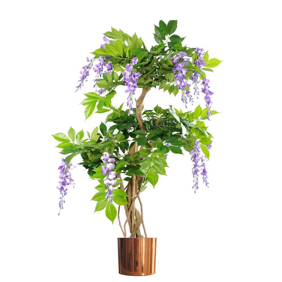 Leaf 110cm Artificial Blossom Tree Metal Planter, Wood, Purple Copper, 110 cm