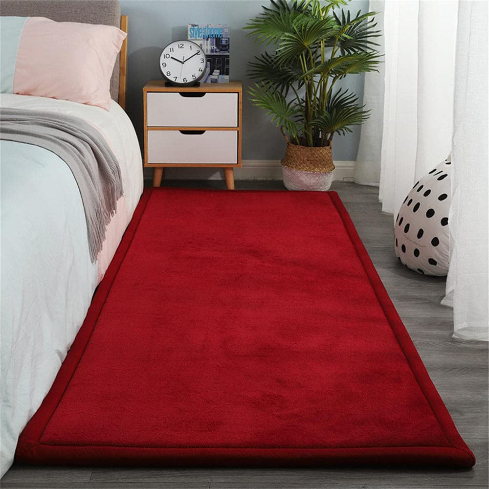 Tapis pour chambre antidérapant rouge 40x60cm lavable pour sol glissant et froid