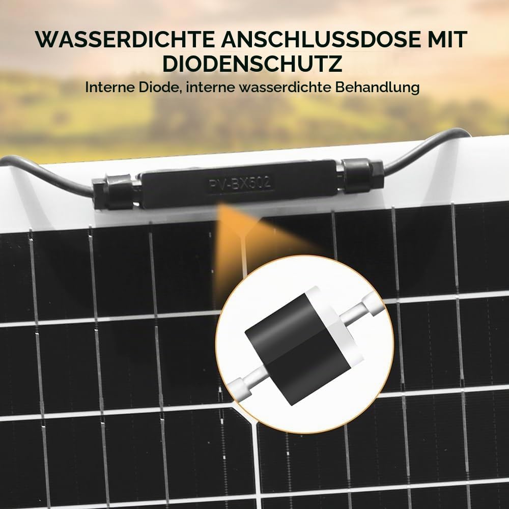Flexible Solarpanel Kit 50w Solar Set 12V, 50Watt Solaranlage Wohnwagen | Solarmodul Komplettset mit 10A 12V/24V Solar-laderegler Solarkabel für 12v Batterien Wohnmobil Camping Boot