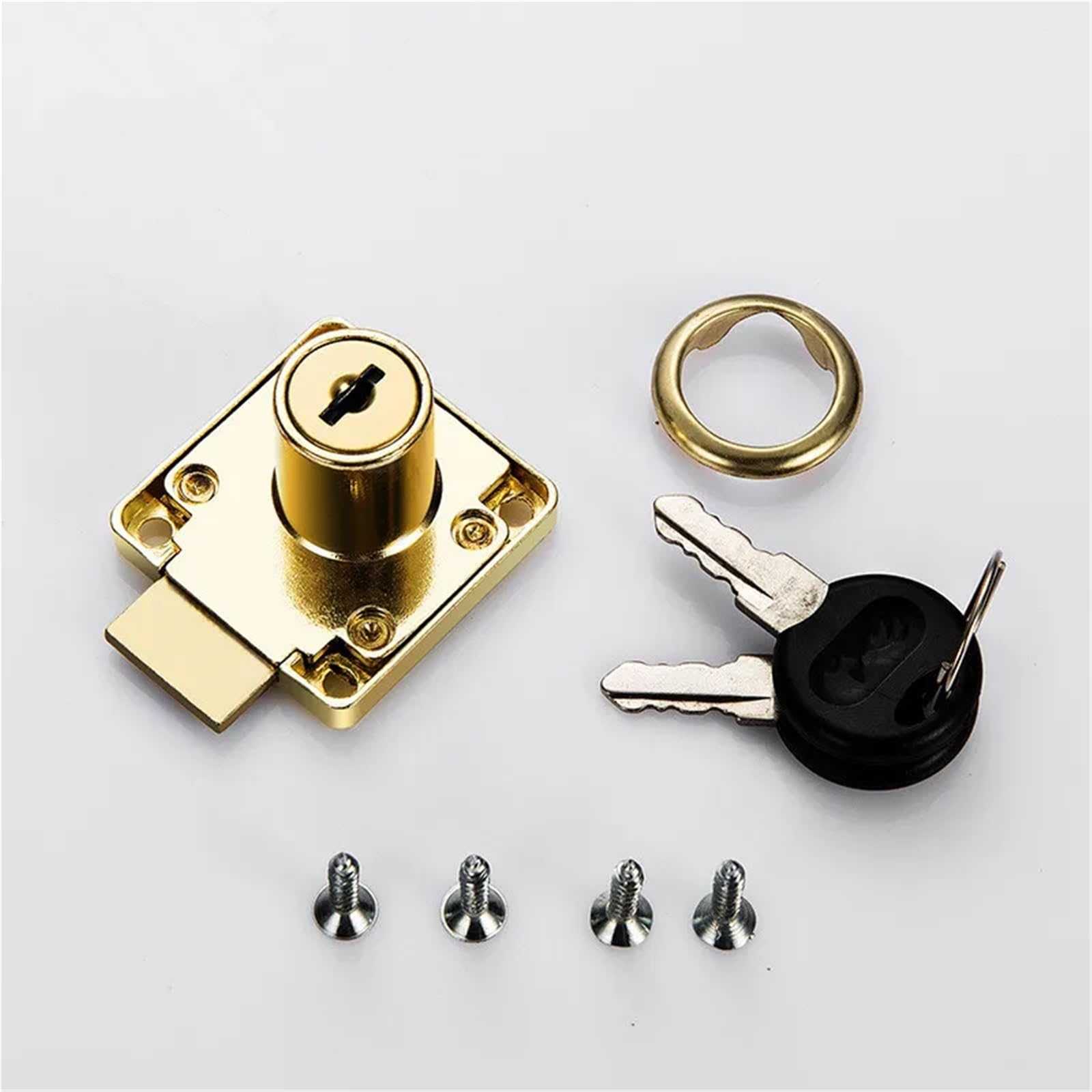 Zamek do szuflady biurkowej 2 szt. Zamki do szuflad biurkowych Szafka meblowa Kwadratowy zamek do szafki na język, stop cynku z czarnym 19 x 22 mm
