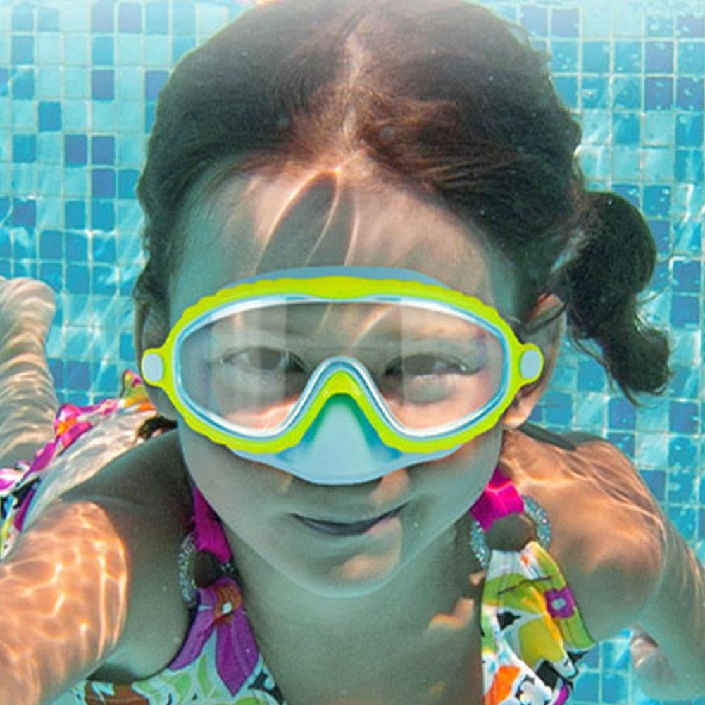 Kinder-Schwimmbrille mit Nasenabdeckung, beschlagfrei, verstellbar, auslaufsicher, für Kleinkinder und Jugendliche im Alter von 4–16 Jahren, HD-Weitsicht für klare Unterwassersicht