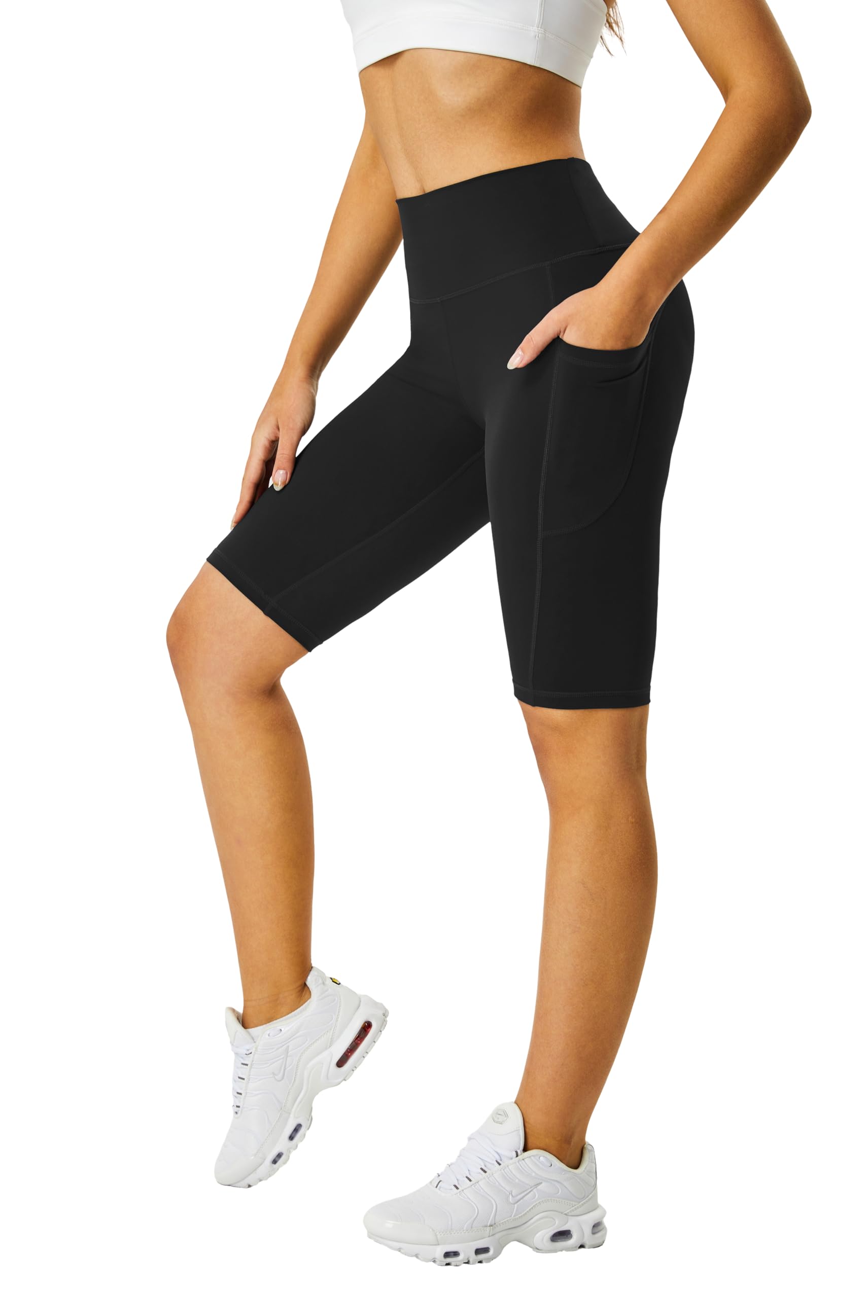 Shorts Leggings Damen Fünf Hosen mit Innentasche Hohe Taille Yoga Kurze für Gym Sport Laufhose mit Taschen