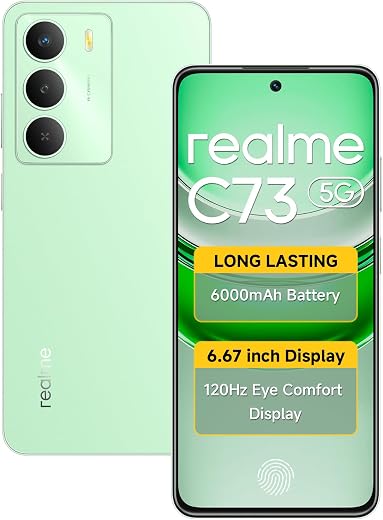 realme C73 5G Smartphone 6.67 Inch Screen 120Hz 128GB ROM 4GB RAM 6000mAh Battery IP64 Waterproof Support AI Camera Finger...