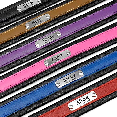 Pet Artist Hundehalsband aus Leder, mit Namensschild, personalisierbar, für große Hunde, Größe M/L/XL in Schwarz, Blau, Braun, Hot Pink, Rot und Lila