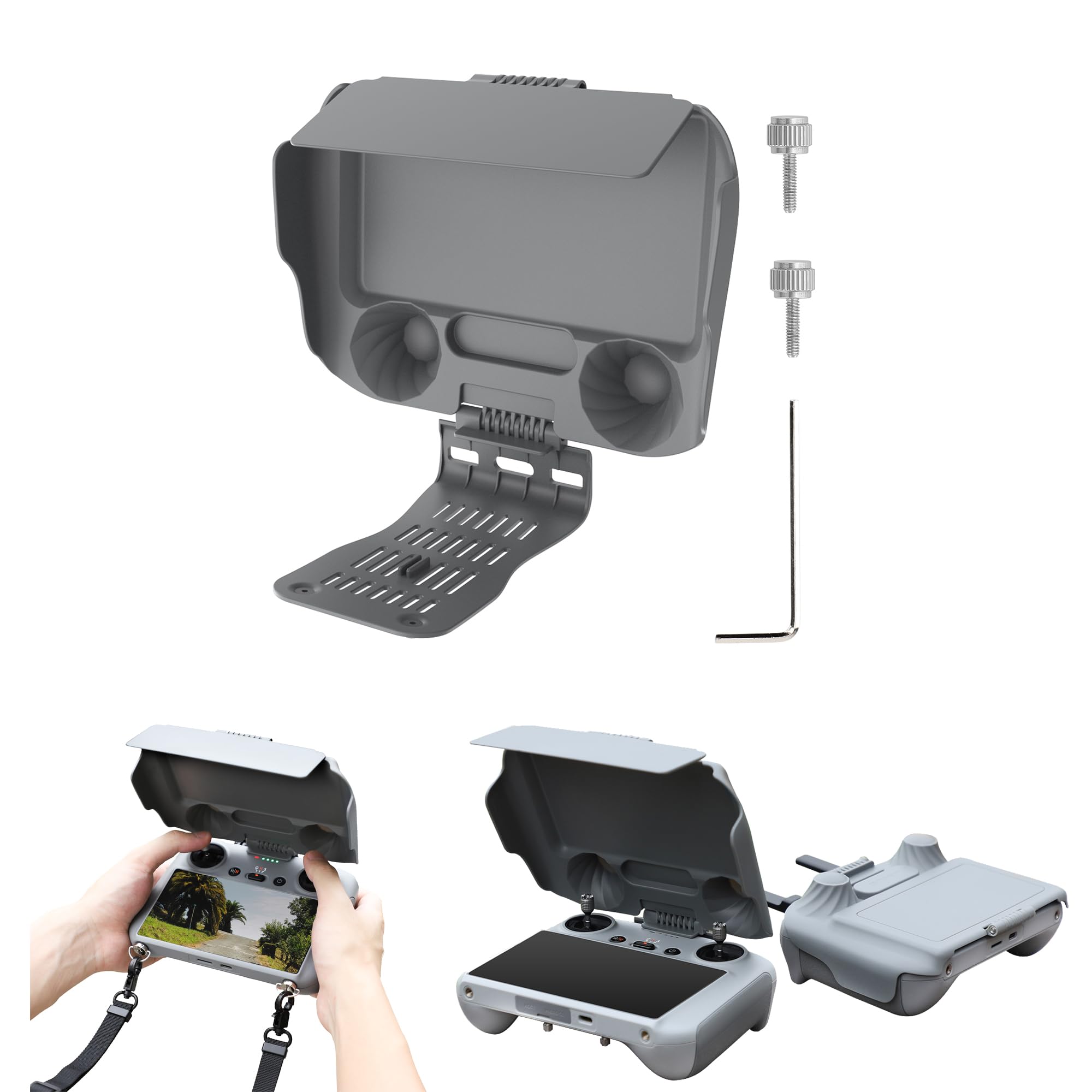 2 en 1 Pare-Soleil Réglable pour DJI Air 3 RC Mini 3 Pro RC Housse Etui de Protection pour DJI RC Télécommande Protecteur Protective Cover for Controller (for RC)